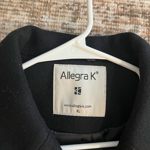 Allegra K Women's Notched Lapel Double Breasted Pea Coat - Picture 2 of 6